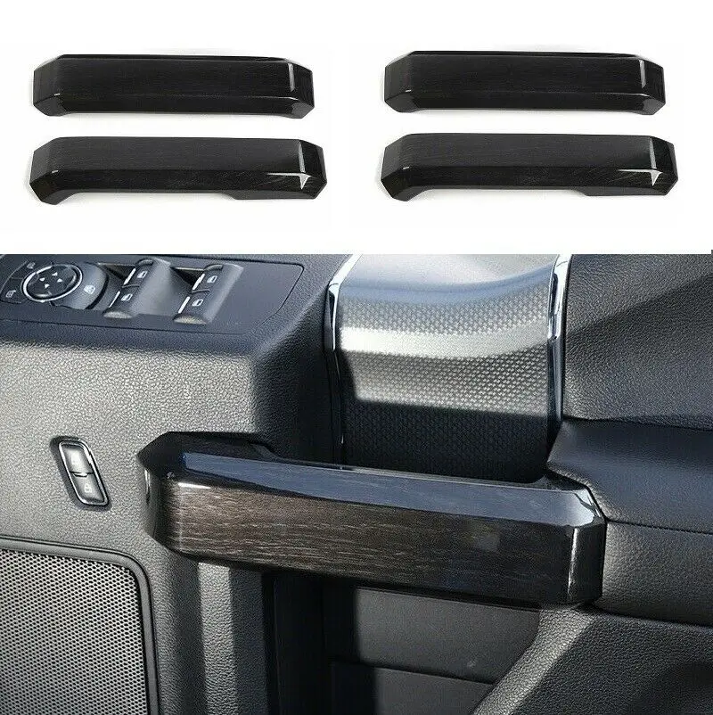 

Black Wood Grain Inner Car Door Handle Cover Trim For Ford F-150 2015-2020