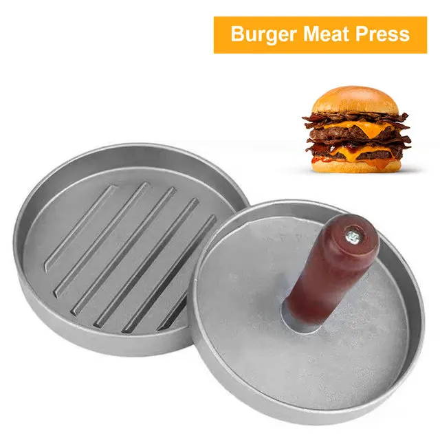Description Picture 6 of itemHamburger Meat Press Wooden Handle Round DIY Mold Non-stick Coating Patty Maker Beef BBQ Burger Meat Press Kitchen Tool
