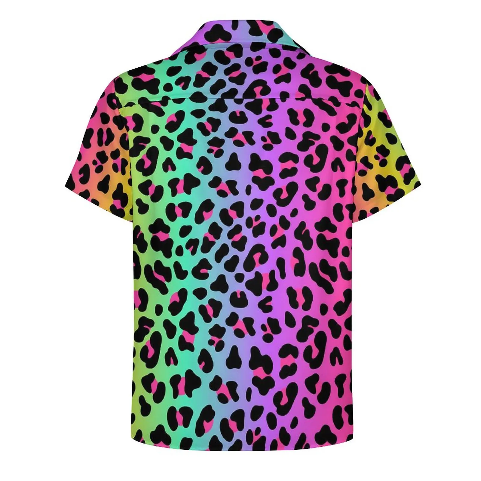 Rainbow Leopard Beach Shirt Cheetah Neon Print Hawaii Casual Shirts Male Retro Blouses Short Sleeve Pattern Clothing Big Size 4
