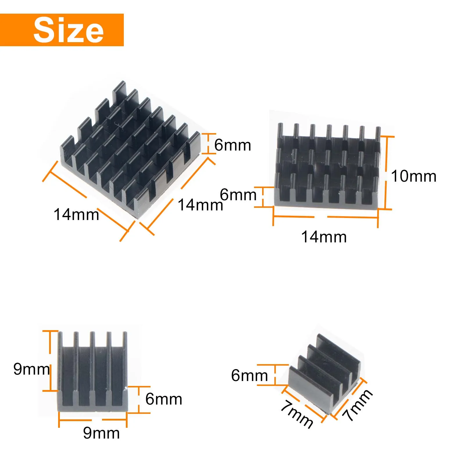 Aluminum Heatsink Cooler Kit Radiator Cooling for Raspberry Pi B+ 2/3/4 4pcs with Adhesive Tape