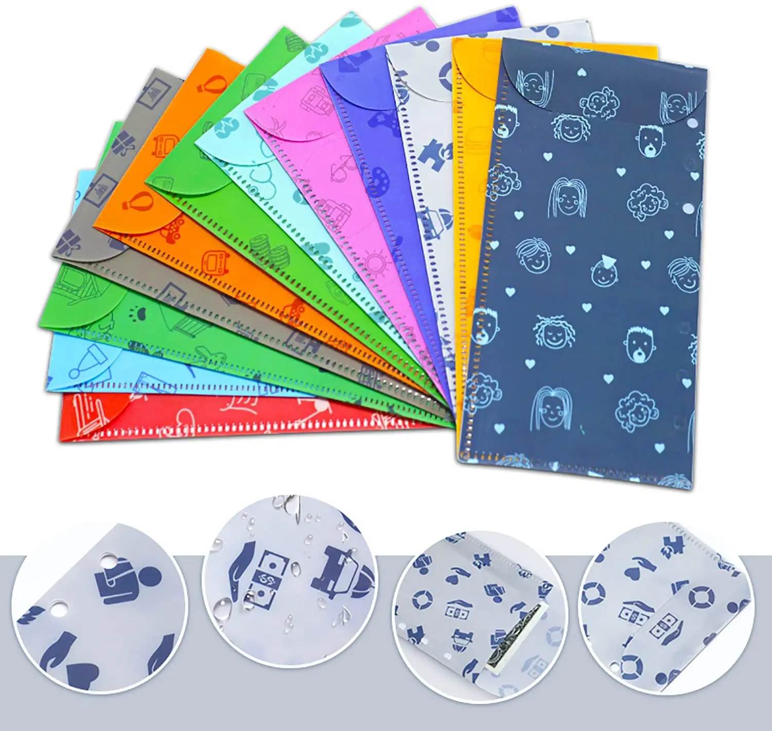 Carpeta de cuero sintético A6 de 35 piezas, sistema de sobres en efectivo para cuaderno, con bolsillos para guardar dinero, organizador de billetes con ahorro de presupuesto