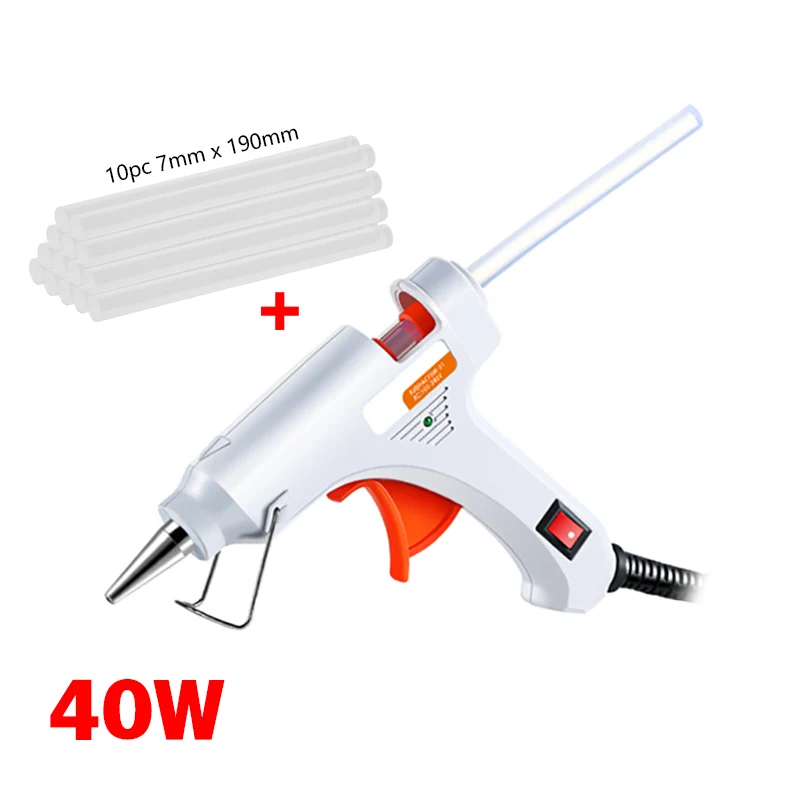 Glue Gun Hot Melt Glue Heat Electric Trigger with 8 Glue Sticks 40w 