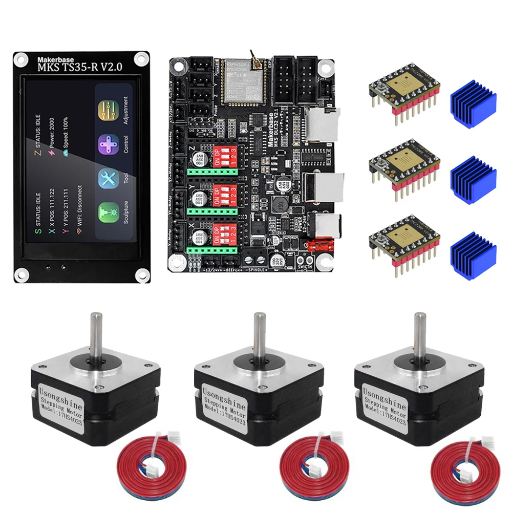 CNC Engraving Machine Drive Control Kit Laser Engraver Control Board Set MKS DLC32 V2.1 Nema17 Stepper Motor TMC2209 Mute Driver