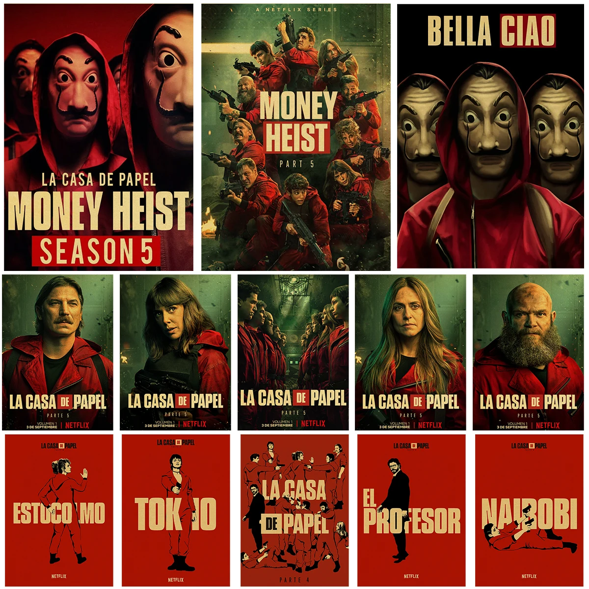 Постеры из крафт-бумаги с ретро-надписью La Casa De Papel винтажный постер для ТВ