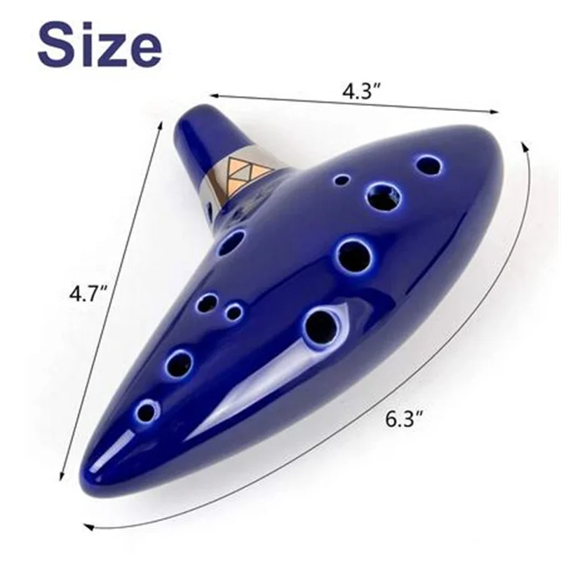 

Керамический музыкальный инструмент Ocarina,12 оттенков, музыкальный инструмент Alto C с книжкой песни, Шейная лента, шейный шнур, сумка для переноски, синий