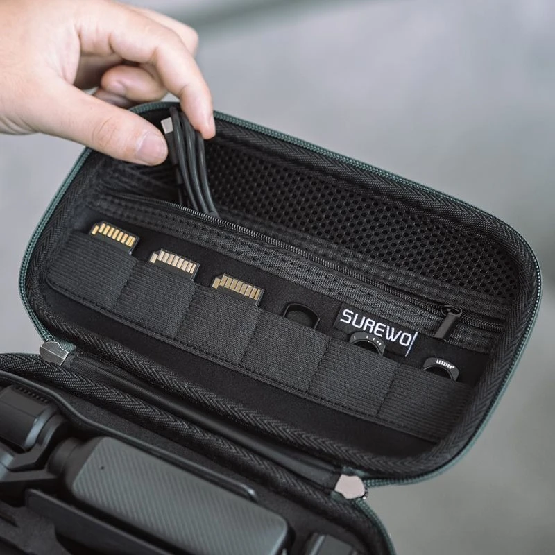 DJI Pocket 3 휴대용 충격 방지 보관 케이스, SD 카드, 마이크 및 카메라 액세서리용 메쉬 포켓이 있는 하드 쉘 여행 가방