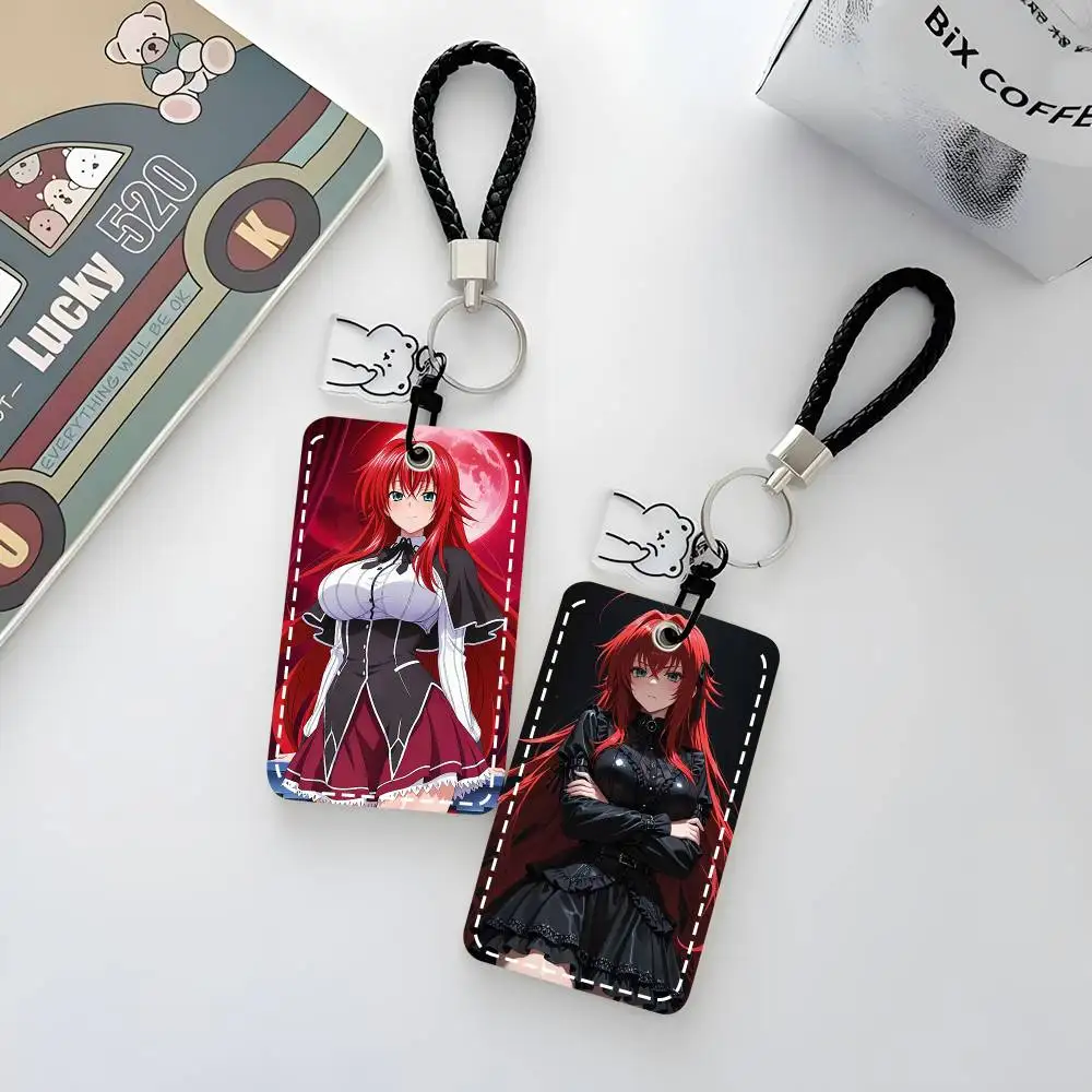1pc Rias Gremory 영화 카드 케이스 키체인 액세스 카드 가방 키 태그 링 가죽 카드 홀더 키 링 액세스