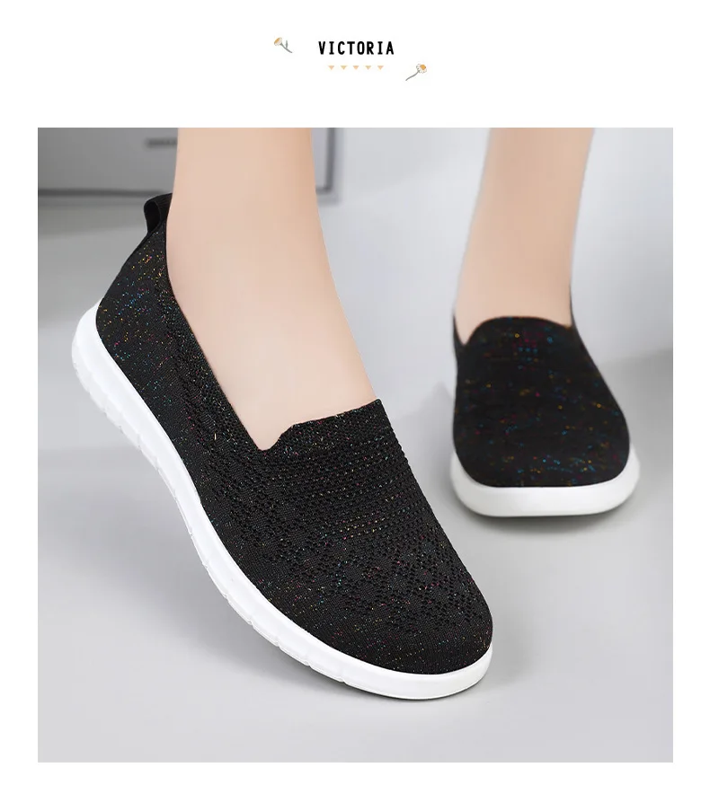 2024 Spring New Women's Shoes Flat Comfortable Cloth Shoes Breathable Soft Sole Large Size One Step Casual Shoes for Women