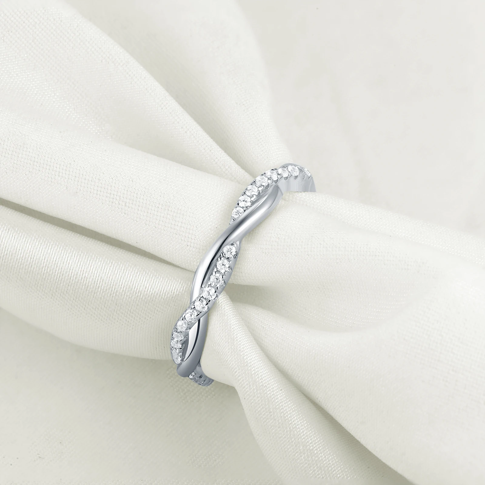 Sterling Silver Peace Sign Ring With CZ – Twisted Rope Band, Sizes 6-9, .925 Silver