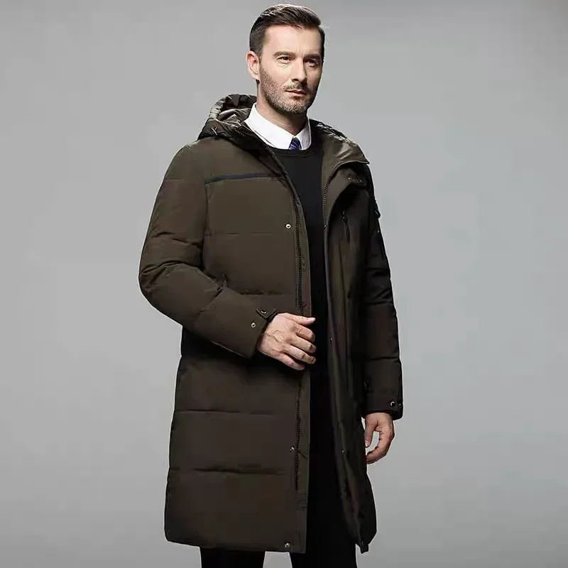 New down jacket men's long men's winter padded coat middle-aged and elderly men's casual coat mother winter new velvet casual warm jacket middle aged elderly single breasted printing short fashion loose cotton coat b