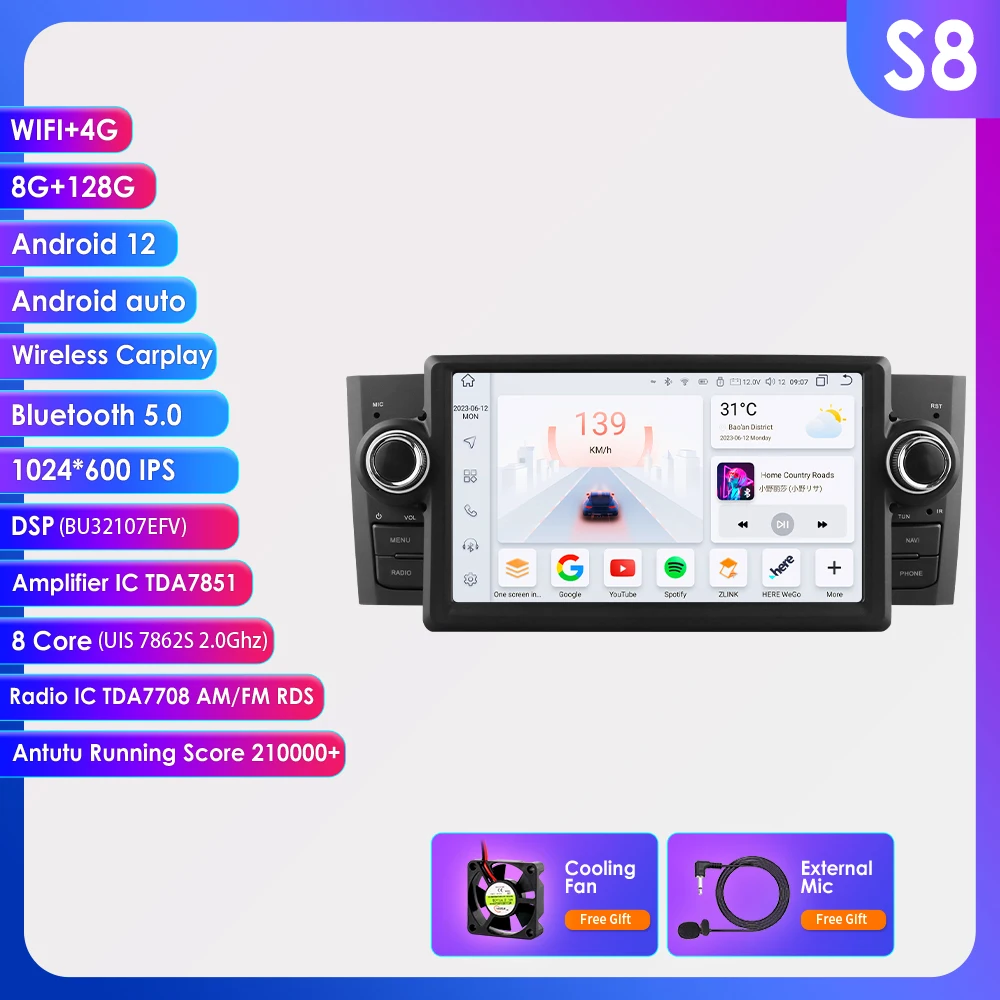 7862 Autoradio Android Per Fiat Grande Punto Linea 2007-2012 Car Multimedia Stereo Autoradio Player Audio Carplay 1 Schermo Din