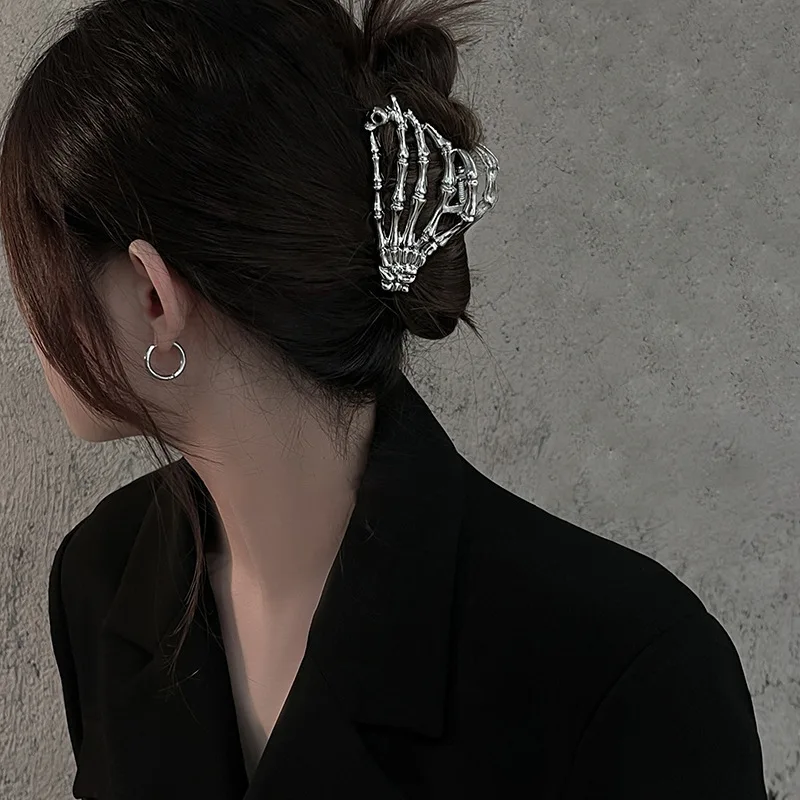 Punk Spinnennetz Metall Haar Krallen Clips Legierung Halloween Haar Krallen Clips schwarz Silber Farbe Haarnadel für dünnes Haar Haar Zubehör – Detail 11
