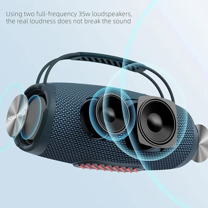 HOPESTAR H53 무선 블루투스 스피커, 휴대용 야외 방수 IPX5 35W 고출력 HIFI 서브우퍼 서라운드 사운드 시스템 TWS
