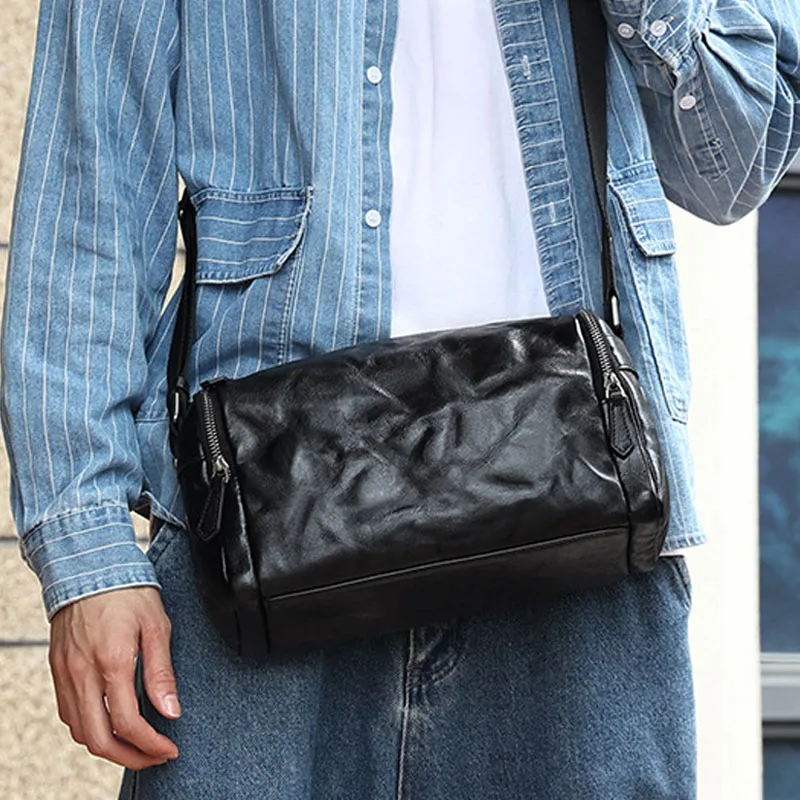 

AETOO Plant tanned leather function men's crossbody bag hand grab pattern trend new products cross-body men's bag leather casua