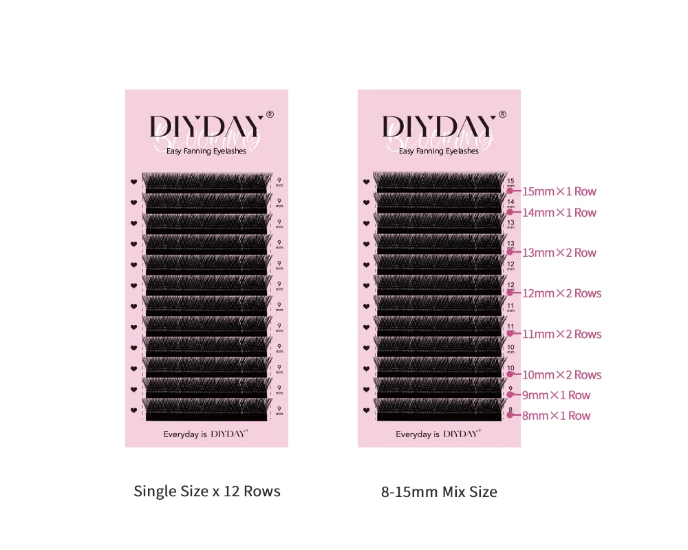 DIYDAY Easy Fanning Eyelash Extension Matte Black Camellia Lashes Extensions Soft Mink Easy Fan Volume False Eyelashes Supplies