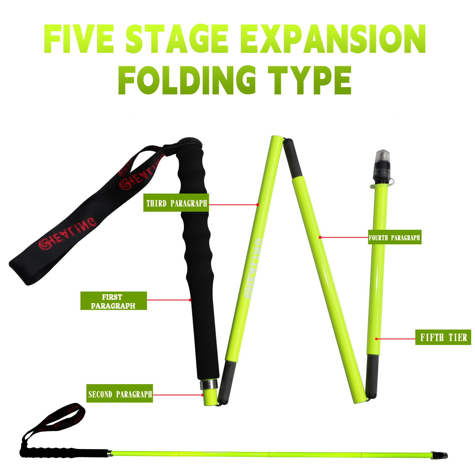 OKHEALING Black Tech T700 Ultra Carbon Trekking Poles Sticks Hiking Poles Walking Sticks Lightweight Folding Hiking Accessories 2