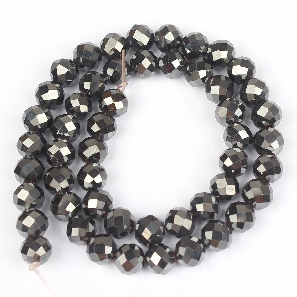 Elegant Silver-Gold Hematite Natural Stone Beads for DIY Jewelry and Accessories, 15'' Strand, 2-10mm