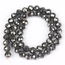 Elegant Silver - Gold Hematite Natural Stone Beads for DIY Jewelry and Accessories, 15'' Strand, 2 - 10mm (Faceted Black)