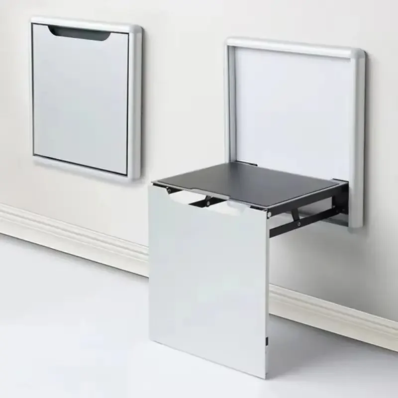 Ultrathin Aluminum Wall-Mounted Folding Chair, Ideal for Casual Household Porch Use, Shoe Back Area Arrangement, Home Furniture 2
