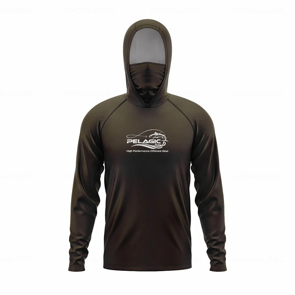 pelagic gear Men Hood Fishing Shirt long sleeve Fishing clothing fishing t shirt uv protection fishing shirt Apparel