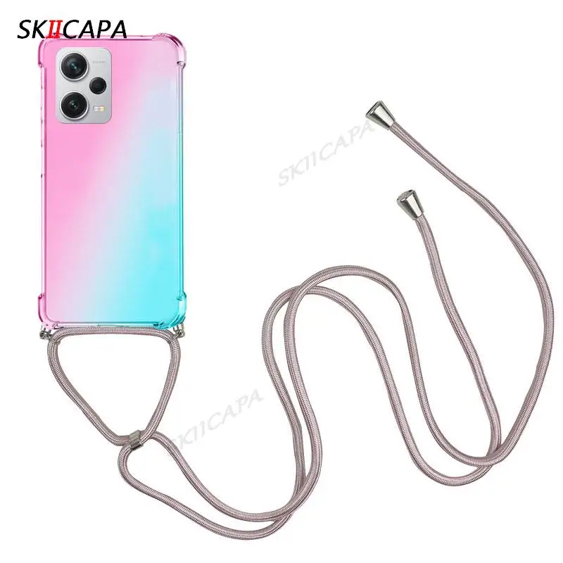 Gradient Silicone Shockproof Crossbody Case for Xiaomi Redmi Note 12 Pro Plus 5G