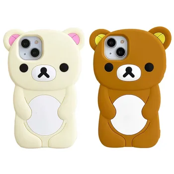 Rilakkuma Bear Silicone Soft Cover Case For iPhone 17 16 15 14 13 12 11 Pro Max mini Plus Xs XR 6 7 8 Plus 1
