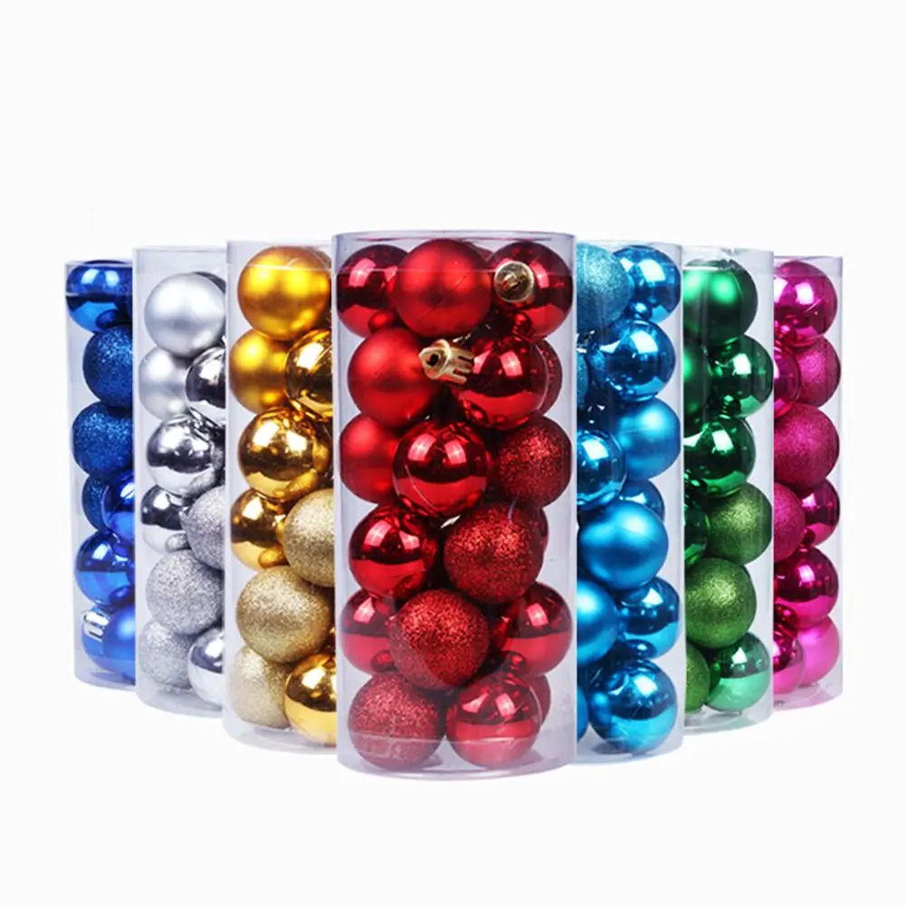 

24Pcs 3/4/6cm New Year DIY Gifts Crafts Drop Pendant Xmas Hanging Ball Bauble Christmas Tree Decoration