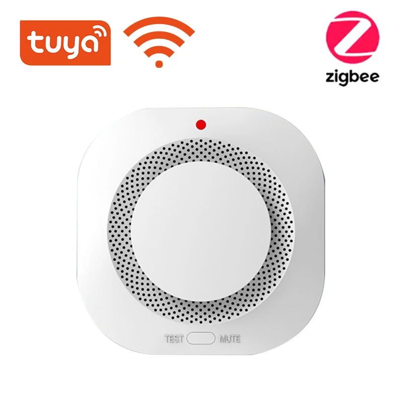 

Смарт-датчик дыма Tuya Smart Wi-Fi/умная пожарная сигнализация с прогрессивным звуком, работает с Tuya Zigbee Hub