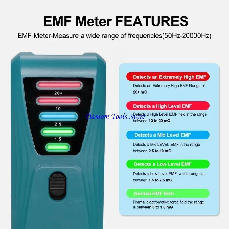 57BE EMF 미터 전자기 방사 측정기 5개의 LED가 있는 자기장 감지기