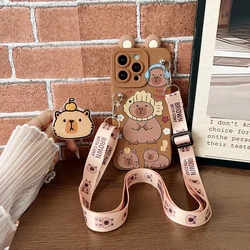 Funny Capybara Phone Case with Holder Rope for Huawei Mate 70 (K964PXY)