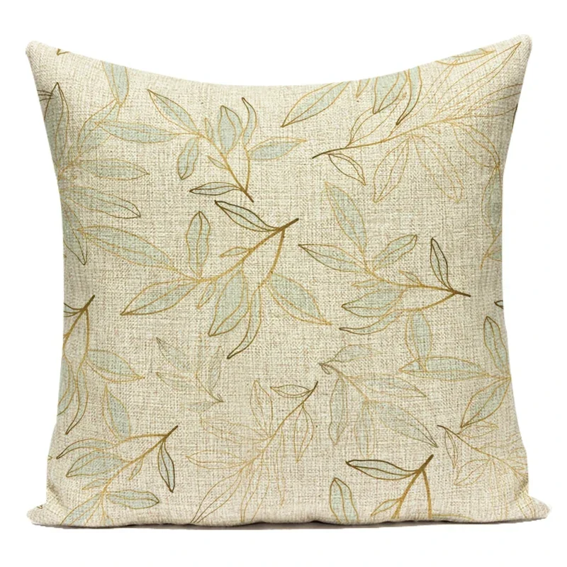 Nordic Bamboo Leaves Decorative Cushion Cover - Fresh Green Home and Sofa Accent
