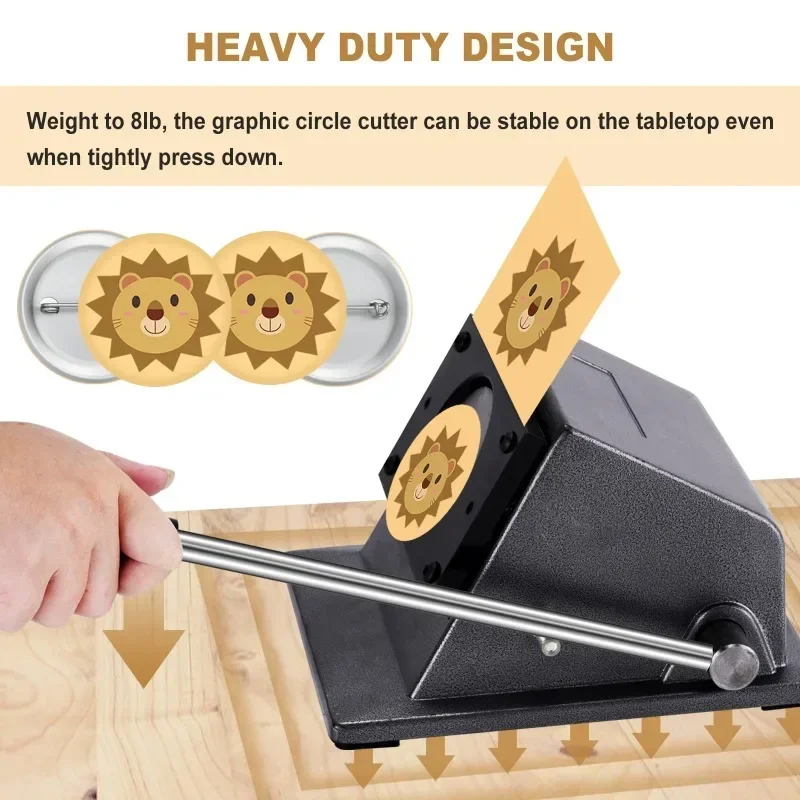 Button Paper Cutter Graphics Punch Cutter Manual Button Making for 25/32/37/44/50/56/58/75mm Circle Paper Punch