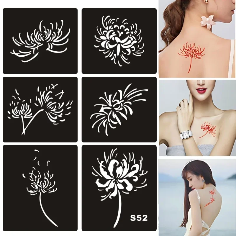 Henna Airbrush Template Reusable for Men Women Children Rose Koi Temporary Glitter Tattoo Stencils Hands Face Body Arm DIY Paint, face painting template,henna tattoo stencils