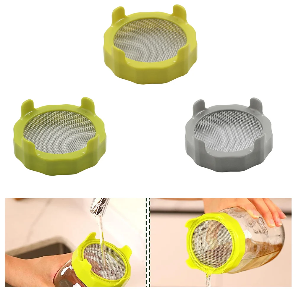 1pc Plastic Sprout Lid For Wide Mouth Jars Grow Bean Sprouts Alfalfa Salad Garden Supply Stainless Steel Mesh Design sprouting jars kit