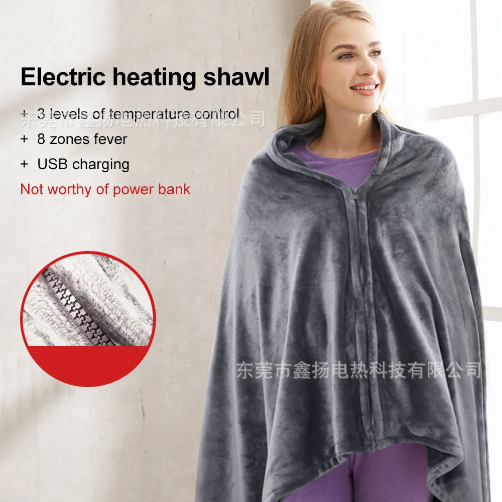 10000mAh Electric Heated Blanket 3 levels Adjustable Temp. Control Heating Shawl