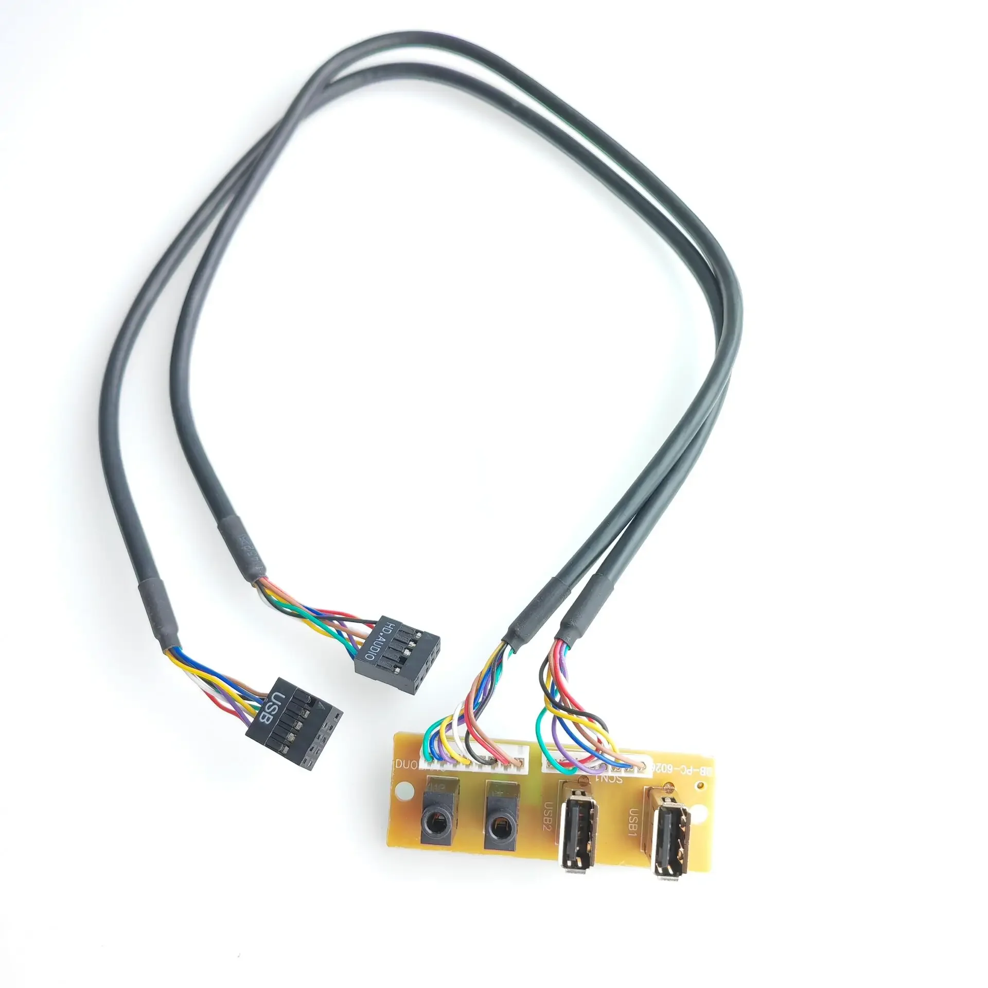 Dual Usb 2.0 Socket Interface Cabo de Extensão da Placa Mãe Painel Frontal 50cm Portas Dual 9pin 3.5 mm Áudio hd 65×23 mm