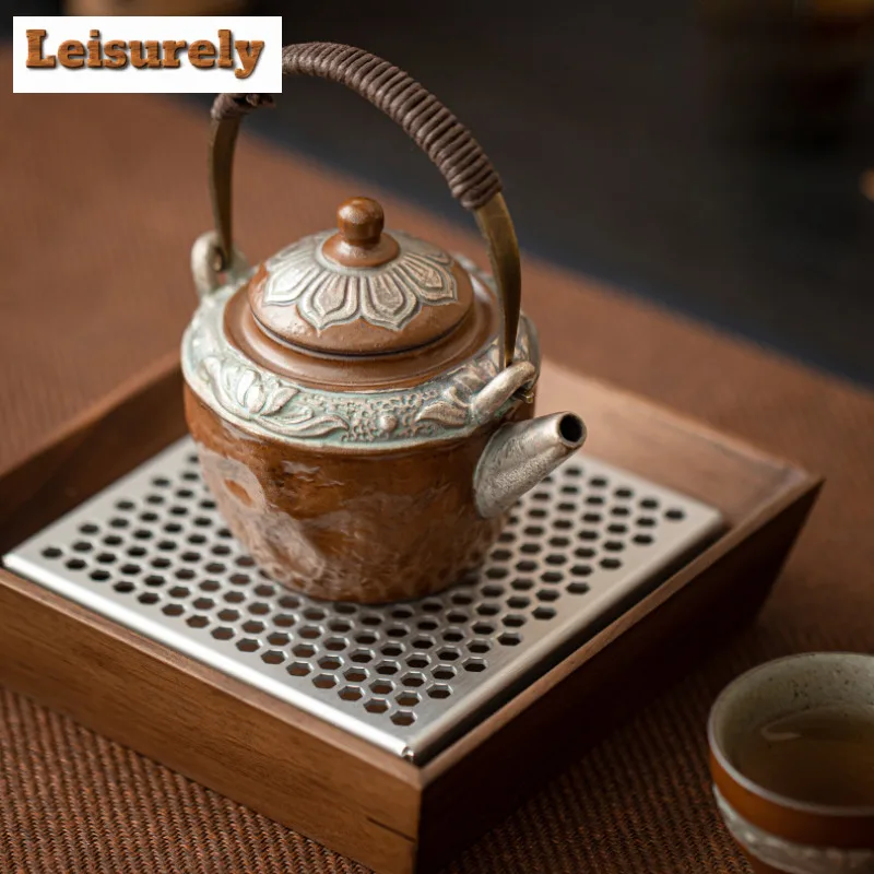 Antique Gilded Silver Lotus Ceramic Teapot Japanese Tea Infuser Pot Tea Maker Kettle with Ball Hole Cafes Accessories Ornaments