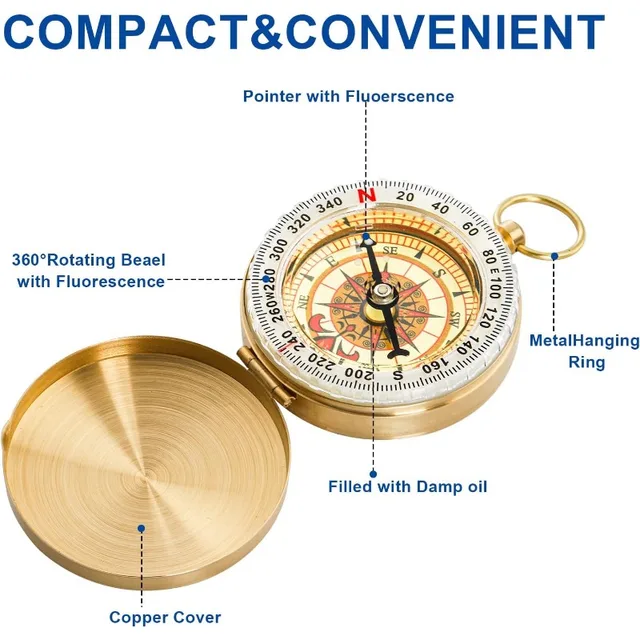Pocket Copper Glow-in-the-Dark Compass 4