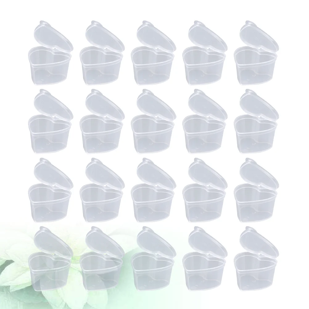 

25 PCS Cans Lip Balm Containers Transparent Heart Shaped Storage Jewelry Organizer