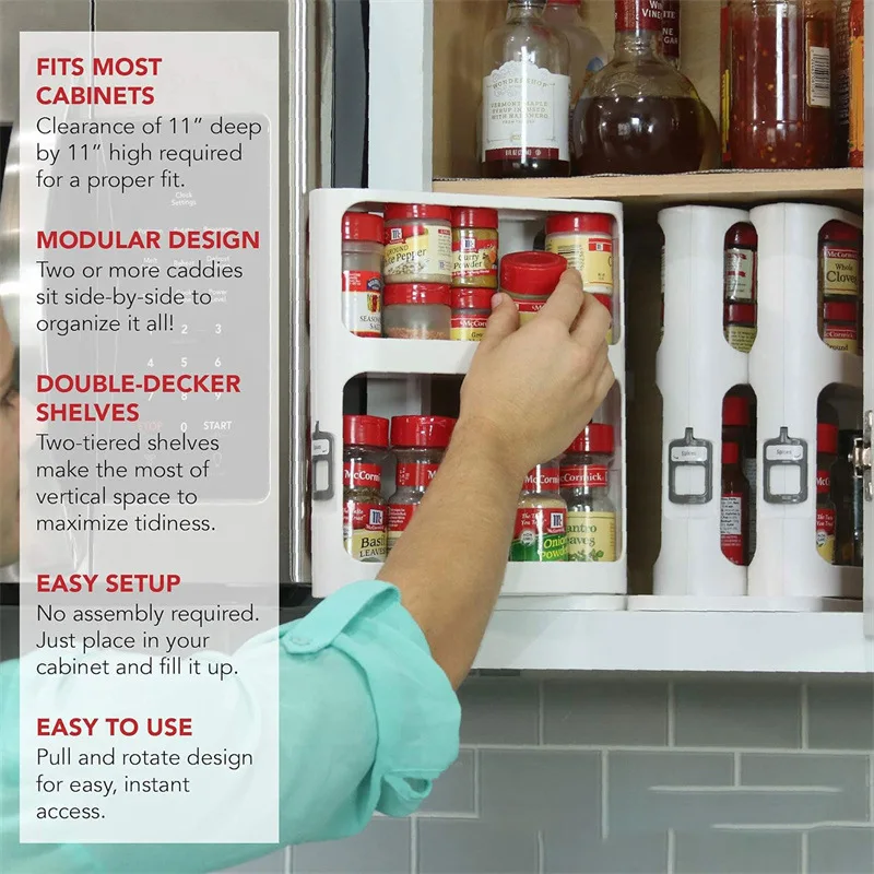 Storage Swivel RackMulti-layer Storage RackCabinet Food Ingredients Storage RackPull-On Swivel Spice Racks 3