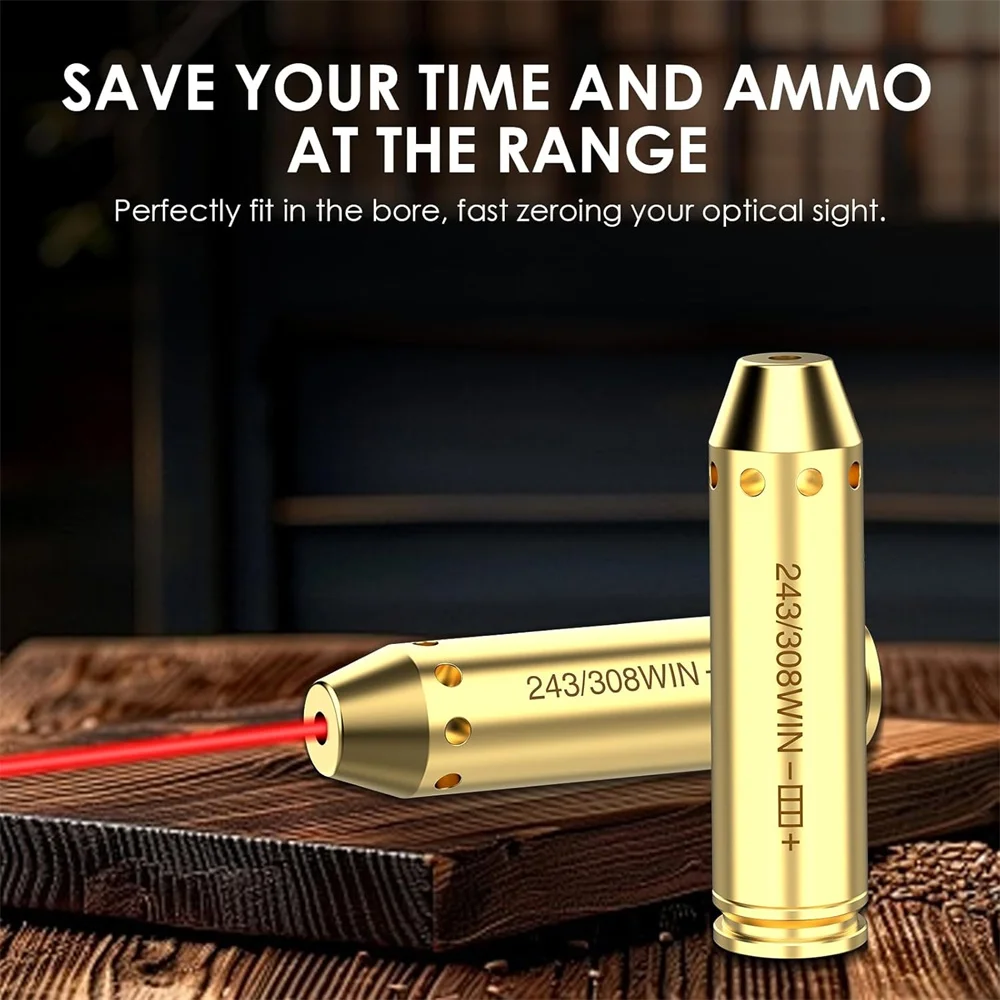 Red Laser Bore Sight 243 308WIN Cartridge Brass Bore Sighter for Hunting Gun Scope Zeroing Boresighter Hunting Accessary