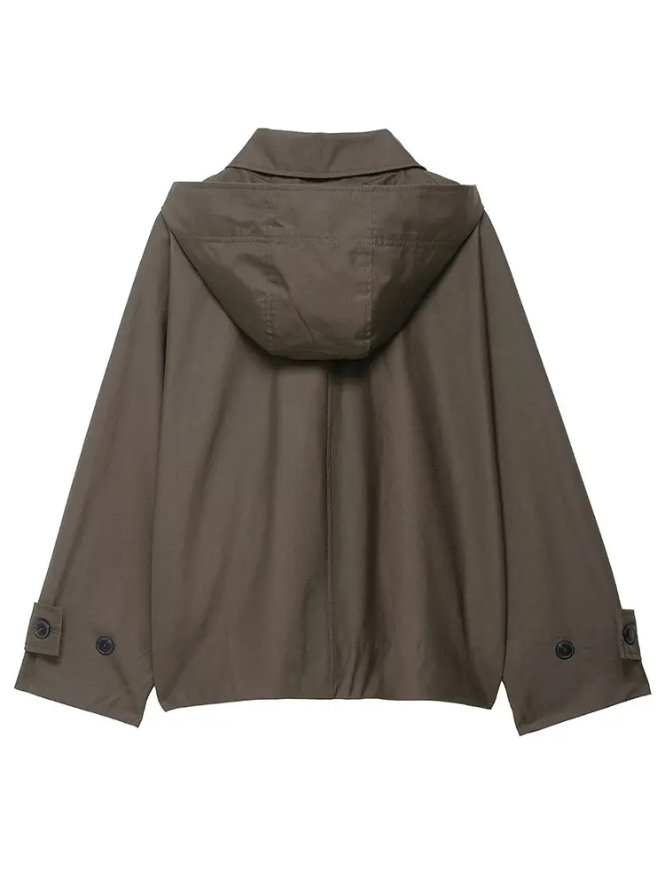 HH Women Casual Hoodie Jackets Waterproof Spring Autumn Long Sleeve Side Buttons Coats Fashion High Street Lady Outwear