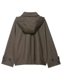 HH المرأة سترات هوديي غير رسمية مقاوم للماء ربيع الخريف كم طويل أزرار جانبية معاطف موضة شارع العليا سيدة أبلى 3