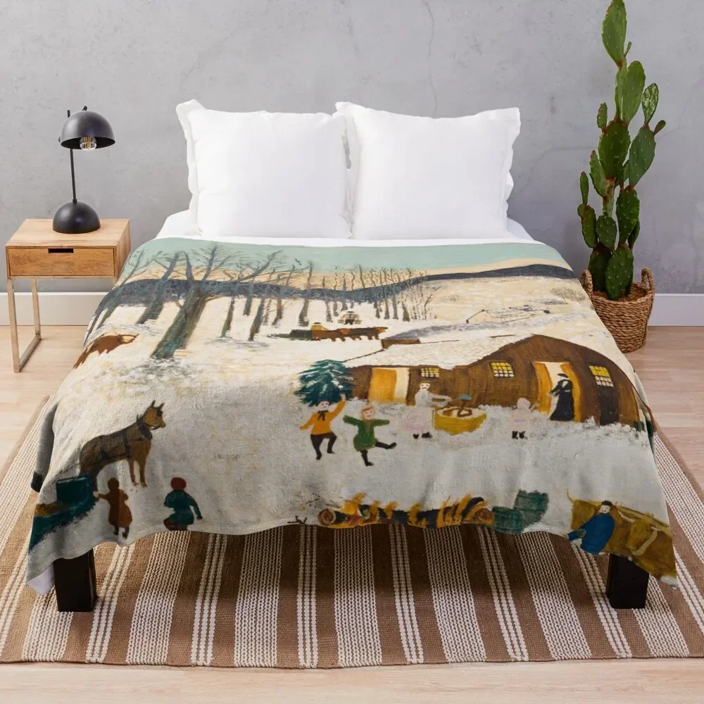 

Anna Mary Robertson 'Grandma' Moses Sugaring Off American Folk Art Throw Blanket Luxury fluffy Quilt Blankets