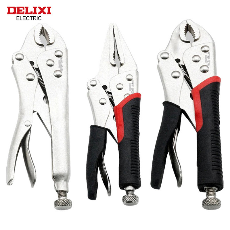 DELIXI ELECTRIC Locking Pliersï¼Carbon Steel Pliers High Torque Fixed Clamping Hand Tools ï¼Adjustable Position Welding Tools
