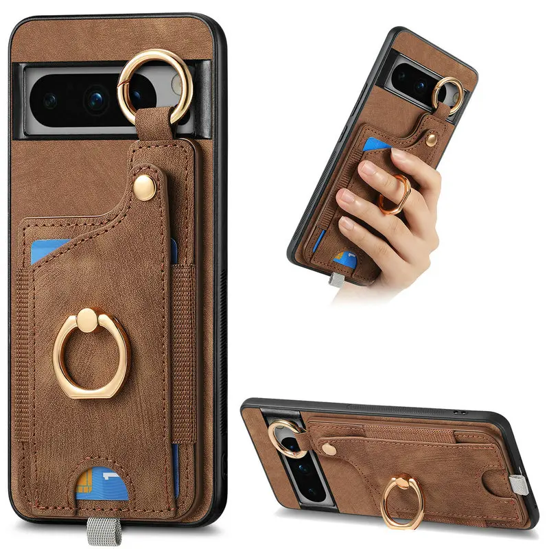 

Pixel 6 7 8 Pro 5G Leather Case Card Back Panel Magnetic Funda Pixel 7 Pro Phone Cover Pixel8 6 Pro 6A 7A Ring Etui Shockproof
