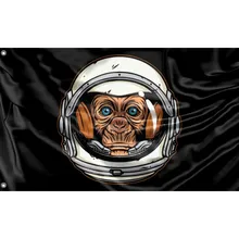 

Astronaut Monkey Flag Unique Print, 3x5 Ft / 90x150 cm