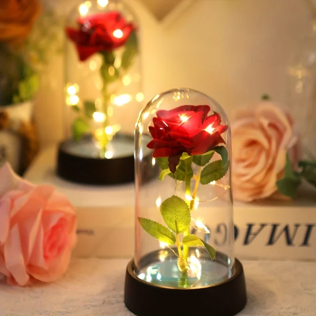 Wedding Birthday Valentine Day Gift Eternal Rose Flower Colorful Luminous Ornament For Women Mom Girlfriend Wife Home Decoration 1