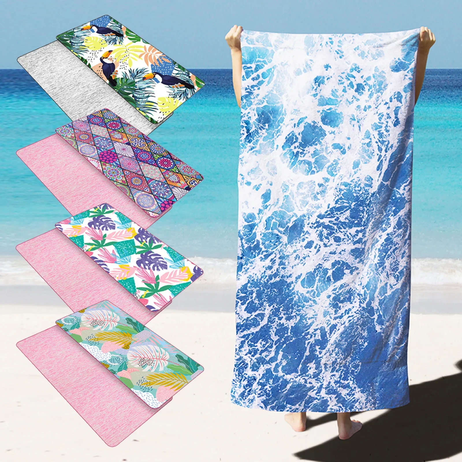 Description Picture 4 of itemWatercolor Lily 26 Alphabet Beach Towel Extra Large Bath Towel Soft and Absorbent - Great for Outdoor Camping, Vacation