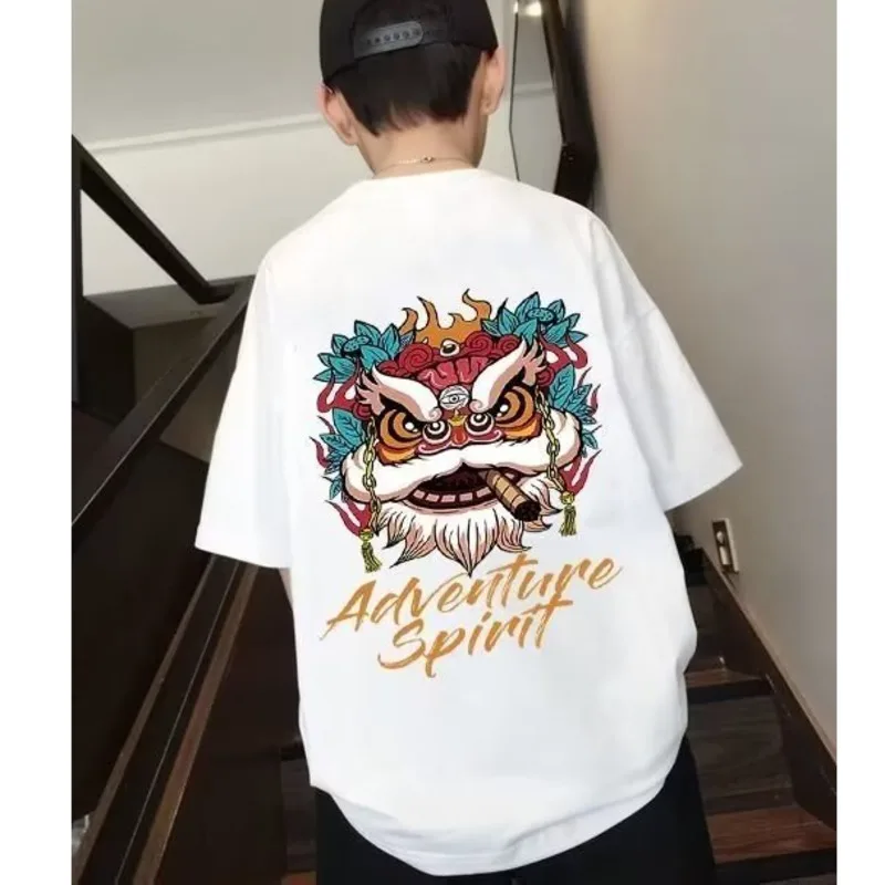 

Boys' Short Sleeved T-shirt Summer New Lion In Big Boys' Loose And Versatile Children's Fashionable Top Fashion